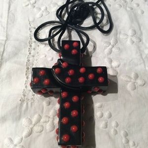 Patricia Von Musulin pendant coral ebony cross NEW vintage